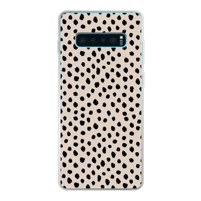 Produktbild von MuchoWow® Handyhülle Schutzhülle Hülle für Samsung Galaxy S10 Plus Polka dots - Schwarz - Beige Silikon Softcase Handy Hülle - Schutzhülle