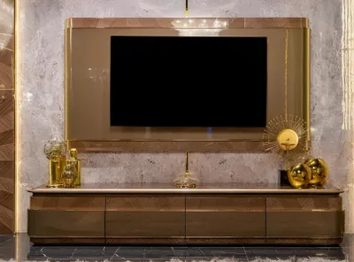 Produktbild von Designer Braune TV-Kommode r TV-Ständer Holz Lowboard