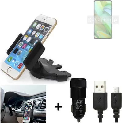 Produktbild von TOP SET K-S-Trade Autohalterung kompatibel mit Motorola Edge 2022 CD Schlitz Halterung KFZ-Halter Radio Handy Halterung 360° drehbar DVD-Schacht