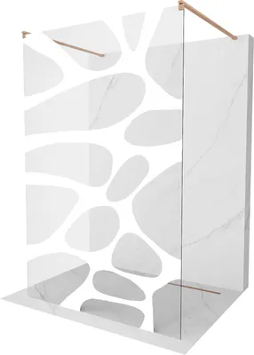 Produktbild von Mexen Kioto freistehende Duschwand 110 x 200 cm, weißes Muster 8 mm, gebürstetes Kupfer - 800-110-002-65-97