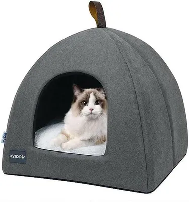 Produktbild von Weiches Katzenbett aus Plüsch, grau, klein, waschbar