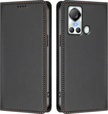 Produktbild von Handyhülle für itel S18/itel Vision 5, Kunstleder Klapphülle Stoßfeste Magnetische Hülle mit Ständer Schwarz