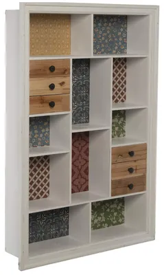 Immagine prodotto di Scaffale in legno con 6 cassetti colorati, dimensioni 68 x 17,5 x 103 cm