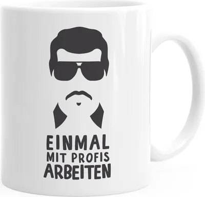 Produktbild von Kaffee-Tasse Spruch Einmal mit Profis arbeiten Bürotasse Motiv Mafioso MoonWorks® weiß unisize