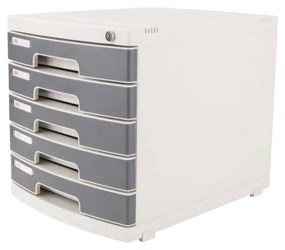 Produktbild von Deli Schubladenbox 5 Schubladen abschließbar HIPS grau