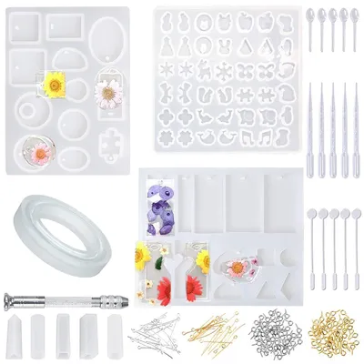Produktbild von Resin Gießharz Silikonform Set 165 Teile für Schmuckherstellung mit 72 Designs