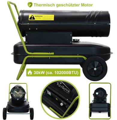 Produktbild von TroniTechnik® Heizkanone Dieselheizgebläse Dieselheizer 30kW Diesel Heißluftgenerator 230V, Heizleistung 30 kW, 36l Tank