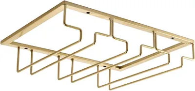 Imagen del producto de Soporte para copas de metal, color dorado, para 4 copas, que ahorra espacio, ideal para la cocina