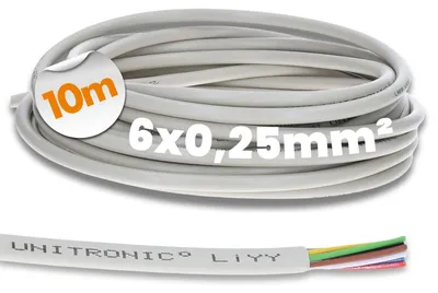 Productafbeelding van 10 meter Lapp 0028306 LiYY datakabel, 6x0,25 mm², geschikt voor LED-verlengkabels, soldeerbare kabels, dataleidingen en signaalkabels. 6-aderig, geschikt als stuurkabel