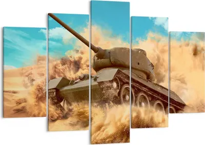 Produktbild von Bild auf Leinwand - Leinwandbild - Panzer Poligon Feld - 150x100cm - Wand Bild - Wanddeko - Leinwanddruck - Bilder - Kunstdruck - Wanddekoration - Leinwand bilder - Wandkunst - EA150x100-3814