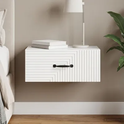 Obrázok produktu pre Maison Exclusive – Nástenný nočný stolík, lesklá biela, 49 x 34,5 x 20 cm