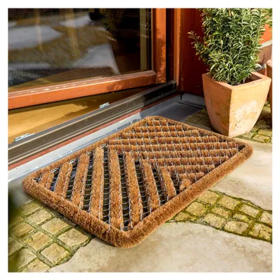Produktbild von Kokosmatte für den Außenbereich - Schmutzfangmatte Bürstenmatte wetterfest - strapazierfähiger Fußabstreifer Natur 40x60 cm