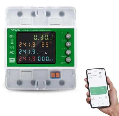Immagine prodotto di Contatore di energia trifase Wi-Fi da 100 A, 380 VAC, con protezione da sovratensione