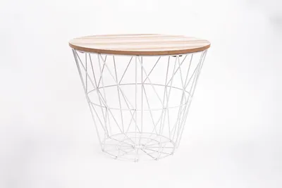 Produktbild von Atmosphera Créateur d'intérieur Korbtisch Kumi Metall MDF-Platte weiß braun 30,5 cm x 38 cm