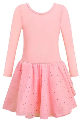 Immagine prodotto di Body da danza con gonna tutù costume da ballerina manica lunga rosa 140 cm