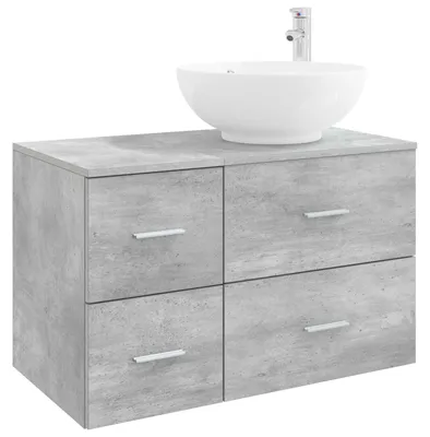 Immagine prodotto di vidaXL Set di mobili da bagno, 2 pezzi, grigio cemento, materiale composito di legno