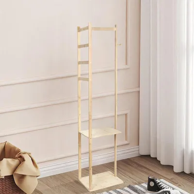 Produktbild von Garderobenständer aus Holz, freistehende Garderobe mit Haken, robuster Kleiderbügel, Standgarderobe,für Wohnzimmer, Hotel 155x38x30,5 cm