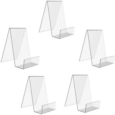 Imagen del producto de Ibenzoa® Juego de 5 soportes acrílicos para libros, transparentes, 7,5 x 9 x 10,5 cm – Soportes estables para libros, fotos y obras de arte
