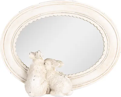 Produktbild von Clayre & Eef Tischspiegel 22x5x17 cm Beige Kunststoff Kaninchen