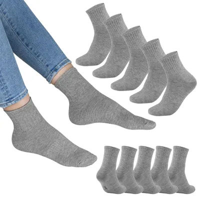 Produktbild von Tennissocken Sportsocken Uni ohne Naht Baumwolle 100% Komfort Herren Damen 5/10/20/30 Paar Größen 35-50 Grau 10 Paar 39 - 42