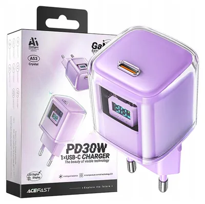 Produktbild von Acefast A53 PD 30W GaN USB-C Ladegerät mit Display - Lila