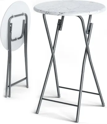 Immagine prodotto di Tavolo da bar pieghevole, effetto marmo bianco, 130x60cm