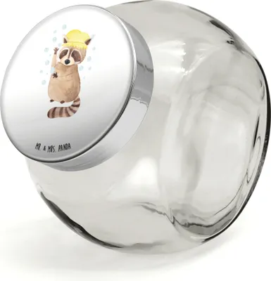 Produktbild von Mr. & Mrs. Panda Bonbonglas Waschbär XL 2000ml - Weiß - Geschenk, Aufbewahrungsdose, Süßigkeiten Glas, Waschen, Tagträumen, Dekoglas, Tiermotive, Seifenblasen, Teedose
