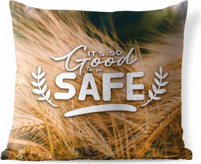 Produktbild von MuchoWow® Outdoor Kissen - Sprichwörter - 'Es ist so gut, sicher zu sein' - Zitate - 45x45 cm - Wetterfest - Lounge Kissen - Fotokissen - Dekoratives Kissen