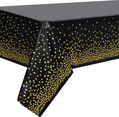 Immagine prodotto di Tovaglia da festa oro nero 2 pezzi 137cm x 274cm