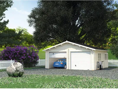 Produktbild von Doppelgarage Palmako Roger 28,4 m² mit Sektionaltoren 575 x 510 cm tauchgrundiert