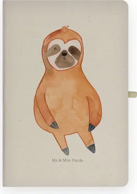 Produktbild von Mr. & Mrs. Panda notizbuch Faultier Zufrieden - Transparent - Geschenk, Journal, Happy, Kladde, Glücklich, Tagebuch, a4, Pause, Adressbuch