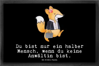Produktbild von Mr. & Mrs. Panda Schmutzfänger Anwältin Herz 40 x 60 cm - Schwarz - Geschenk, Fußabtreter, Eingangsmatte, Anwaltskanzlei, Juristin, Fussmatte, Spruch, fußmatte, Beruf
