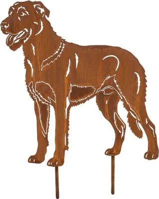 Produktbild von Edelrost Irischer Wolfshund - Rost Deko Hund Rostfigur Gartendeko für Draußen - stabile Metall Gartenfigur aus Stahl - Wetterfest für Beet Terrasse - 46x42cm