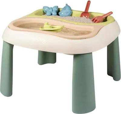 Produktbild von Sand- und Wassertisch, 2 abnehmbare Wannen, Inkl. Schaufel, Rechen, Boot, Sandförmchen, Outdoor Spielzeug, Ab 18 Monate