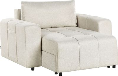 BELIANI Chaiselongue Hellbeige Stoff Gepolstert mit Schlaffunktion Récamiere Modernes Retro Design Wohnzimmermöbel