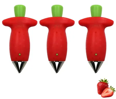 Productafbeelding van Obstentferner - Set van 3 stuks - Voor het verwijderen van aardbeien- en tomatenresten - Rood