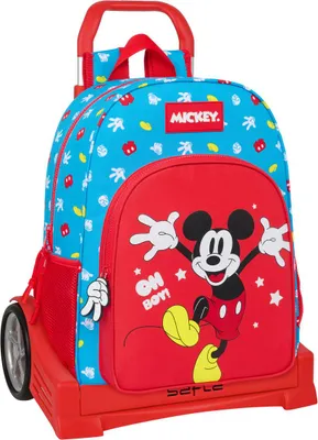 Immagine prodotto di Zaino scolastico con rotelle Mickey Mouse Clubhouse Fantastic blu e rosso 33 x 42 x 14 cm
