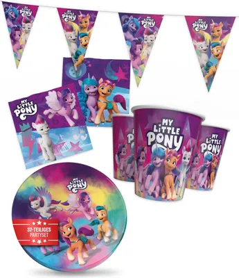 Produktbild von My Little Pony 37-tlg. Party Set – Teller, Becher, Servietten, Wimpel Geburtstag