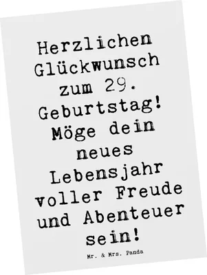 Produktbild von Mr. & Mrs. Panda Postkarte Spruch 29. Geburtstag Glückwunsch - Weiß - Geschenk, bildkarte, Vorfreude, Ansichtskarten, Ansichtskarte, Erinnerungen, feiern, Postkarten