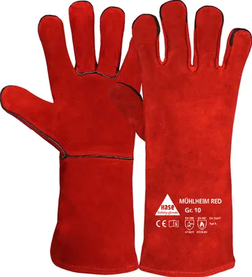 Produktbild von Hase MÜHLHEIM RED, Schweißerhandschuh aus Rindspaltleder, Größe 12 6 Stk