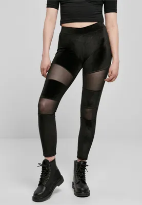 Obrázek produktu pro Dámské leginy Urban Classics Ladies Velvet Tech Mesh Leggings black - 3XL