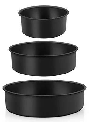 Produktbild von Omgoods - Backform-Set, 3-teilig - Runde Kuchenformen - Edelstahl - Antihaftbeschichtung - 10/16/20 cm - Gesund und auslaufsicher - Kuchenform