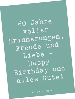 Produktbild von Mr. & Mrs. Panda Postkarte Spruch 60. Geburtstag Glückwunsch - Meeresbrise - Geschenk, Grußkarte, bildkarte, Ansichtskarte, Happy Birthday, Jubiläum, Geburtstagsgeschenk