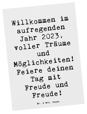Produktbild von Mr. & Mrs. Panda Ansichtskarte Spruch 2023 Geburtstag Freude - Weiß - Geschenk, Ansichtskarten, Magie, Postkarte, Postkarten, Moment genießen, Happy Birthday, Träume