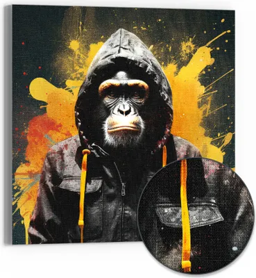Produktbild von DEQOART Hybrid Leinwand Bild 50x50 cm 'Kontrast der Wesen' Wandbild Glas flach modern