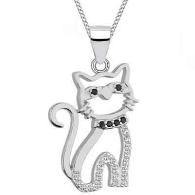 Kater Halskette 925 Echtsilber Katze Tierfreunde Anhänger I 38cm