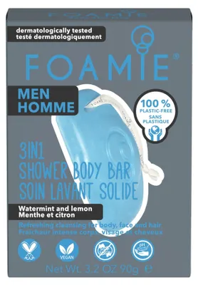 Zdjęcie produktu dla Foamie Men 3in1 Shower Body Bar Watermint and Lemon 90 g