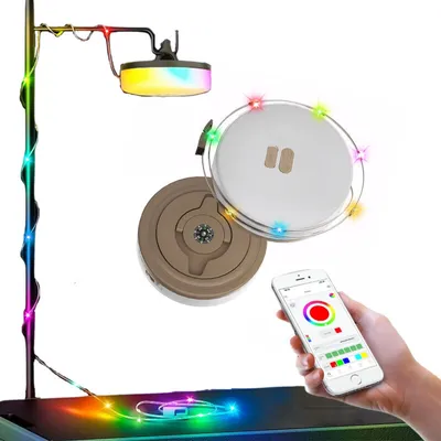 Image de （Braun）Chaîne lumineuse de camping Lampe de camping portable Chaîne lumineuse LED étanche EnroulableCharge USB Contrôlable par téléphone portable Plusieurs modes d'éclairage Pour le camping Cour Décorer