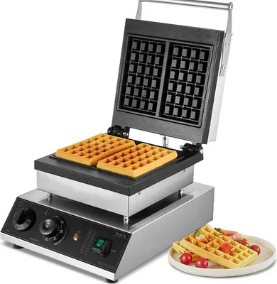 Image de Gaufrier commercial 2 pièces, machine à gaufres rectangulaires, 2000 W