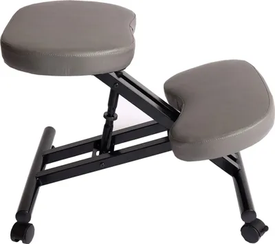 Produktbild von Kniestuhl MCW-E10, Sitzhocker Kniehocker, höhenverstellbar Rollen Kunstleder Metall MVG- grau matt